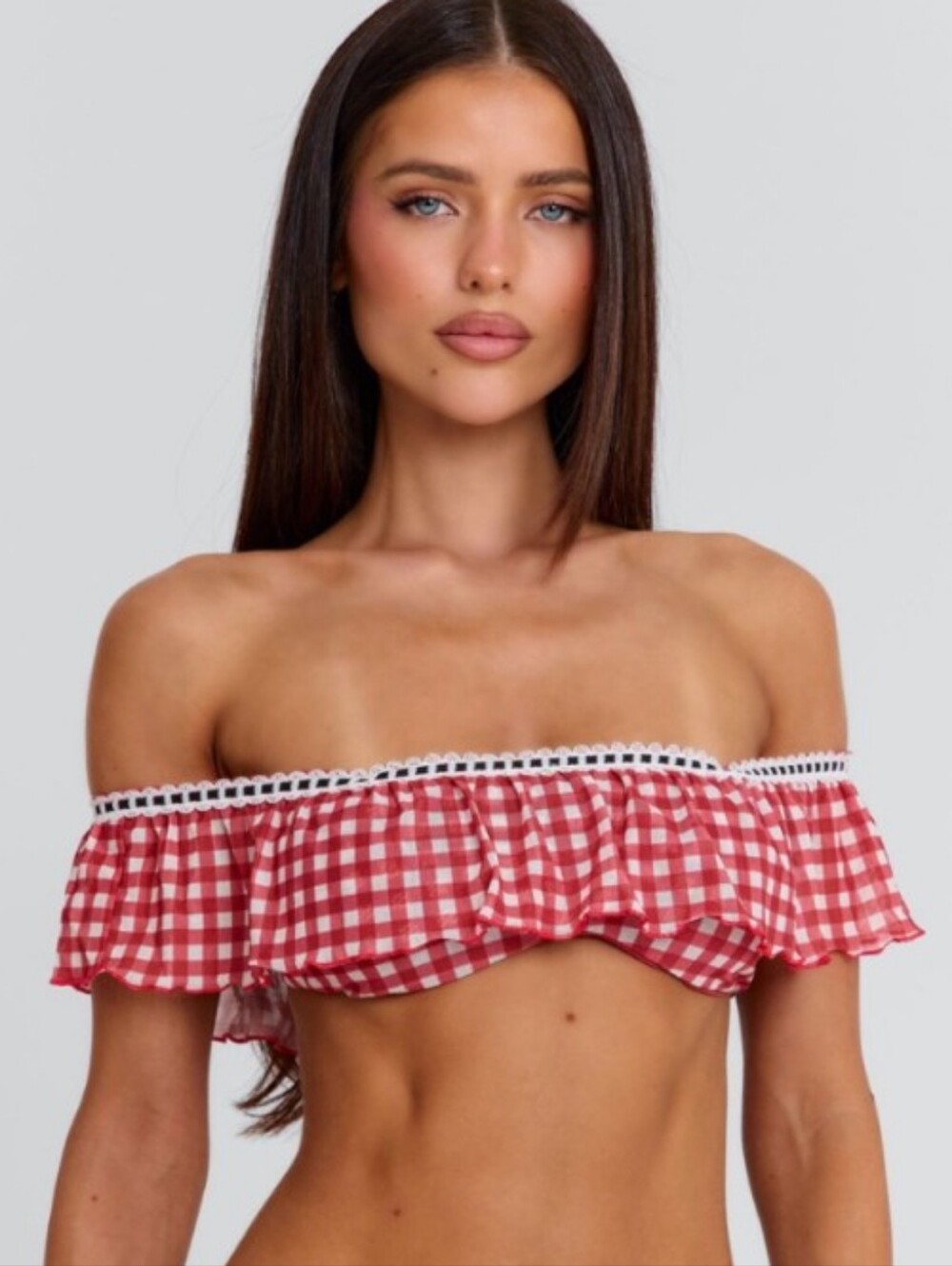 Red Gingham High-Low 2pc Ruffle Skirt Set🌸🩷🔥🔥🔥 - Picture 2 of 13